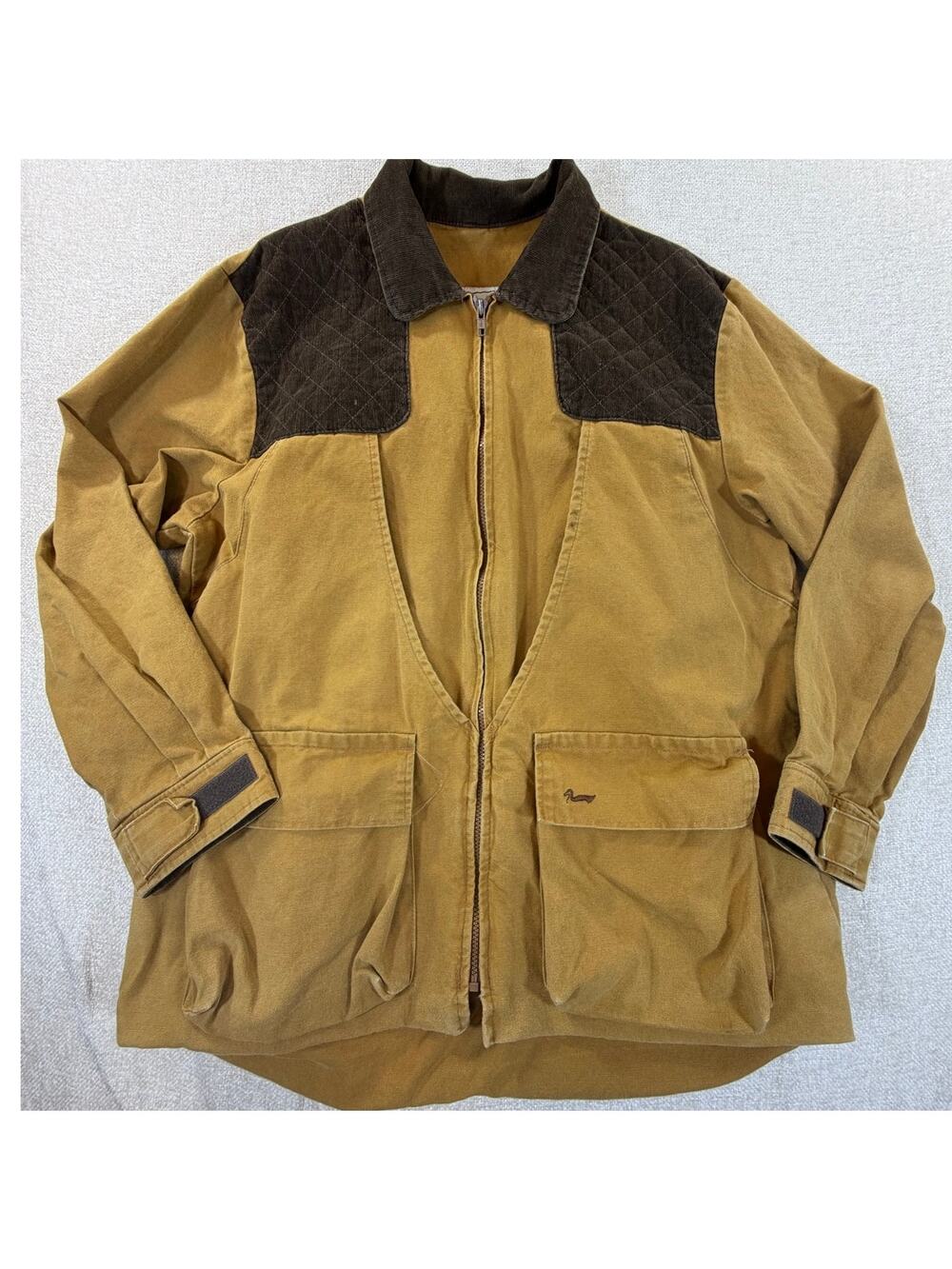 Duxbak Men's Large Tan Zip Front Long Sleeve Hunting Field Jacket Outdoor Wear